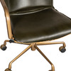 World Interiors - Chiavari Swivel Office Chair in Emerald Green Leather and Antique Gold