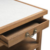World Interiors - Delmar 58" Kitchen Island Table with White Marble Top and Natural Mango Base