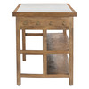 World Interiors - Delmar 58" Kitchen Island Table with White Marble Top and Natural Mango Base