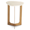 World Interiors - Fresno 24" Side Table in White Marble and Antique Brass Base