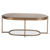 World Interiors - Fresno 43" Coffee Table with Black Marble and Antique Brass Base