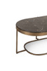 World Interiors - Fresno 43" Coffee Table with Black Marble and Antique Brass Base