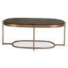 World Interiors - Fresno 43" Coffee Table with Black Marble and Antique Brass Base