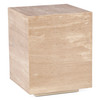 World Interiors - Giza 18" Drum Side Table in Travertine Stone

