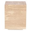 World Interiors - Giza 18" Drum Side Table in Travertine Stone
