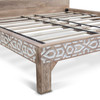 World Interiors - Haveli Geometric Carved King Bed in Natural White