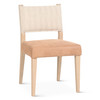 World Interiors - Lila Dining Chair in Durango Stripe Linen and Antique Light Leather with Light Legs