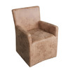 World Interiors - Lily 25" Tan Leather Wheeled Arm Chair
