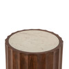 World Interiors - Lisbon Modern White Marble Side Table in Matte Brown
