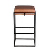 World Interiors - Melbourne 17" Cognac Top-Grain Leather Backless Counter Stool