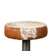 World Interiors - Melbourne 16in Brown Cowhide Leather and Iron Bar Stool