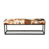 World Interiors - Melbourne 54in Iron and Brown Cowhide Leather Bench