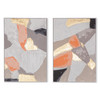 World Interiors - Muted Mosaic 1 Hand Painted Framed Diptych