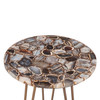 World Interiors - Mumbai 17" Side Table in Stone Agate with Iron Base