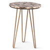World Interiors - Mumbai 17" Side Table in Stone Agate with Iron Base