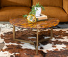 World Interiors - Mumbai 36" Coffee Table in Tiger Eye with Iron Base