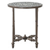 World Interiors - Ozark 20" Side Table with Floral Horn Inlay and Iron
