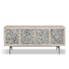 World Interiors - Palm Desert Modern Vintage White Sideboard with Bone Inlay