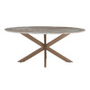 World Interiors - Pasadena 70" Oval Dining Table in Sawar Marble and Iron with Antique Gold Finish