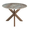 World Interiors - Pasadena 70" Oval Dining Table in Sawar Marble and Iron with Antique Gold Finish