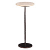 World Interiors - Rochester 10" Side Table in Beige Travertine with Hammered Base
