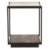 World Interiors - St. George 18" Side Table with Glass Top in Oxidized Black