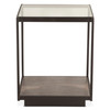 World Interiors - St. George 18" Side Table with Glass Top in Oxidized Black