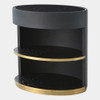 Global Views Ellipse Bedside Cabinet - Black Leather & Oak