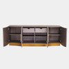 Global Views Mayfair Cabinet - Gray Stained Walnut & Brass