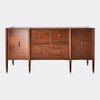 Global Views Triple Curve Cabinet - Walnut & Aged Brass