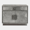 Global Views Metro Nightstand - Gray Hair-on-Hide & Nickel