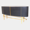 Global Views Ellipse Sideboard - Ebony, Black Leather & Gold Iron