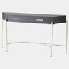 Global Views Breakfront Console Table - Black Oak & Nickel