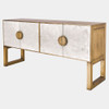 Global Views Gypsum Console Cabinet - Selenite Sunburst & Brass