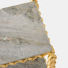 Global Views Pinkered Console Table - Pistachio Mist Marble & Gold Leaf