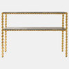 Global Views Pinkered Console Table - Pistachio Mist Marble & Gold Leaf