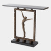 Global Views Reach Out Of The Box Console Table - Sculpted Iron & Black Granite