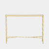 Global Views Spike Console Table - Antique Brass & White Marble
