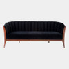 Global Views Connor Channel Back Sofa - Black Velvet & Walnut