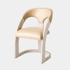 Global Views Delia Dining Chair - White Burl & Beige Leather