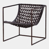 Global Views Knit and Pearl Chair - Bronze & Dark Brown Leather