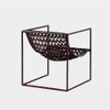 Global Views Knit and Pearl Chair - Bronze & Dark Brown Leather
