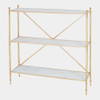 Global Views Acorn Open Shelf - Brass & White Marble