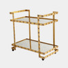 Global Views Aubrey Quartz Stud Bar Cart - Gold Leaf