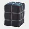 Global Views Belted Pouf - Black Hair-on-Hide Leather