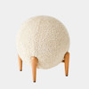 Global Views Lambert Shearling Ball Stool - Ivory Boucle