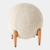 Global Views Lambert Shearling Ball Stool - Ivory Boucle