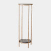 Global Views Nicky Iron Pedestal Table - Brass & Black Marble