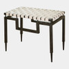Global Views Tron Iron & Leather Bench - Ivory & Black