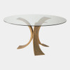 Global Views Lotus 48" Round Clear Glass Dining Table Antique Gold & Bronze